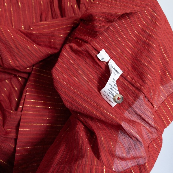 ULLA JOHNSON Rory Mini Dress - Long Sleeve Shimmer Striped in Red - Size 0 NWT - Picture 9 of 16